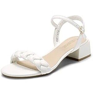 Dream Paris Low Heel Braided White Size 9.5 Shoes Chic Classy Summer